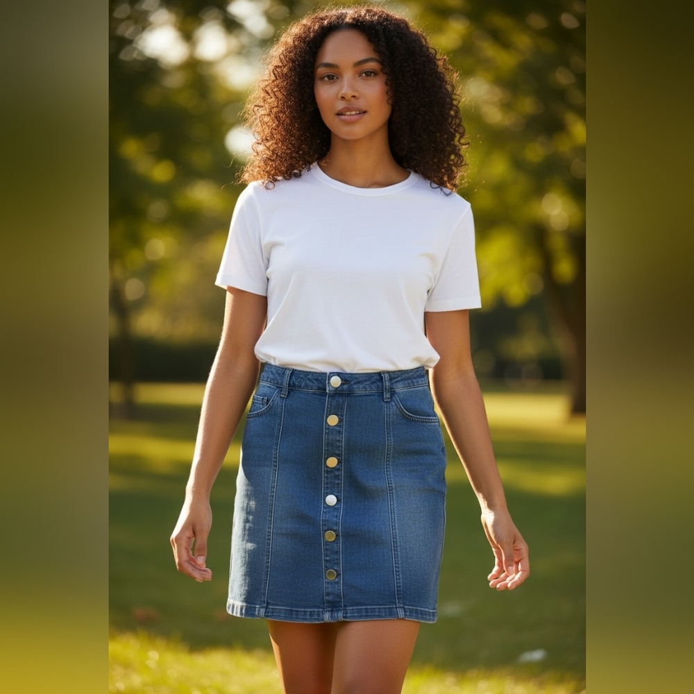 Style and Co Denim Button-Front Skirt nwt sz 10